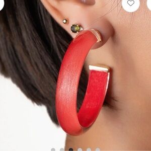 Gold and Honey Watermelon Lucite new hoop Earrings - Women's Fashion Hoops